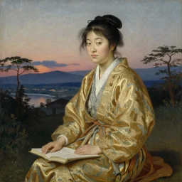 Painting of Edo era Japan by William Adolphe Bouguereau. Dusk. Extremely detailed. 4K. Award winning.