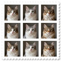 beautiful cat, beautiful postage stamp, no text, polyptych, beautiful animal, seamless texture