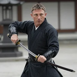 Daniel Craig wielding a katana