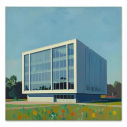 a beautiful painting of a building in a serene landscape by Andy Warhol, W 1024 ,n 9 ,