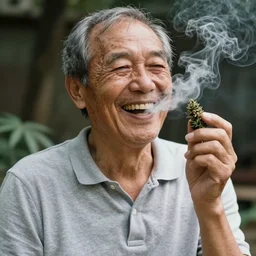 My daddy is smoking cannabis and is laughing so much