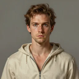A man who looks like a mixture between Ryan Golsing, Alexander Skarsgård and Antony Starr, wearing beige sweatee, scifi, highly detailed portrait, digital painting, artstation, concept art, smooth, sharp foccus ilustration, Artstation HQ.