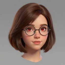hearts of iron 4 leader portrait of a girl with bob brown hair, red eyes, round reading glasses, democratic, trending on artstation, highly detailed, character portrait, ylva ljungqvist, custom portraits, paradox interactive