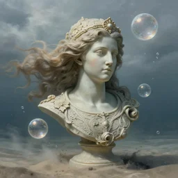 cloudy sandy wind blowing!!!, underwater bubbles and dreaming! multiple cinematic volumetric orb lights, bust portrait, dnd, fantasy, intricate, elegant, highly detailed, digital painting, artstation, concept art, smooth, sharp focus, illustration, art by artgerm and tom bagshaw and greg rutkowski and alphonse mucha