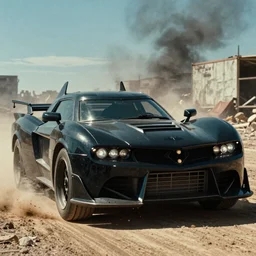 Batmobile 1989 in mad max: fury road (2016) photorealistic, 8k , photo shot
