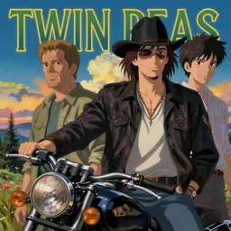 twin peaks poster artwork by michael whelan and tomer hanuka, rendering of jack black biker, in scene in twin peaks, full of details, by makoto shinkai and thomas kinkade, matte painting, trending on artstation and unreal engine