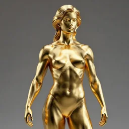 portrait of muscle woman gold statue reflect chrome, 8 k uhd, unreal engine, octane render in the artstyle of finnian macmanus, john park and greg rutkowski