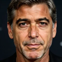 george clooney, solid black eyes, cover photo, 8 5 mm, f 1. 8