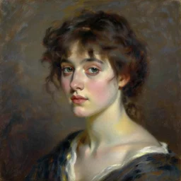 a painting of a woman portrait, impressionism