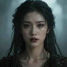 beautiful insanely detailed portrait of a dark and mysterious oracle female, 35mm, cinematic shot, photorealistic, hard light, depth of field
