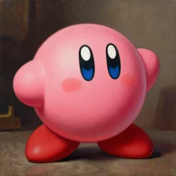 portrait painting of kirby from nintendo, by greg rutkowski, by caravaggio
