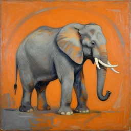An abstract painting of swirling elephants by Salvador Dali, orange and gray color palette