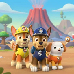 paw patrol peter piper and adventure time volcano anime style