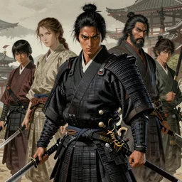 medieval japan ronin, male, deadly danger, fine details, realistic shaded lighting poster by greg rutkowski, magali villeneuve, artgerm, jeremy lipkin and michael garmash and rob rey