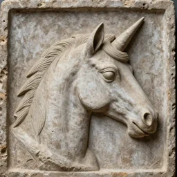 unicorn portrait as an old medieval gravure