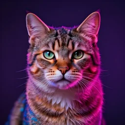 a cat viking portrait, vivid colors, dramatic, neon, realistic