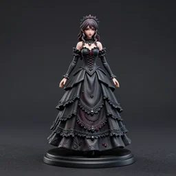 80mm, resin detailed model figure of a female wearing a gothic dress