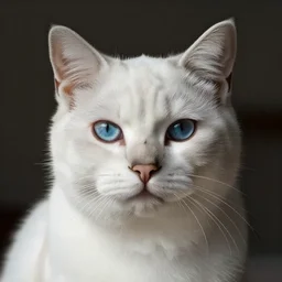 white cat with blue eyes, close up,