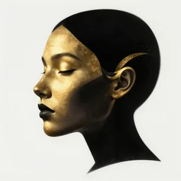 epic concept art of abstract female face silhouette mixing with black and gold liquid fluid and smoke. sketch. bust sculpture. highly detailed. pencil drawing. asian anime and manga. masterpiece of renaissance sculpture. painting artwork by yoji shinkawa jeremy mann. ambient and neonoir.