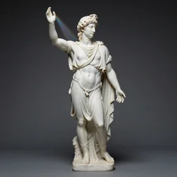“Light prism in the shape of Greek God Apollo, refraction, beam shining through, 4k photo”