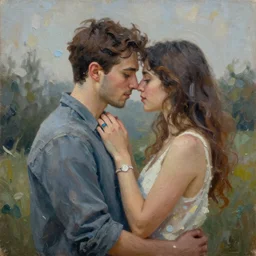 give the one you love the most wonderful engagement gift in the world, oil painting, deep impasto, oil on canvas