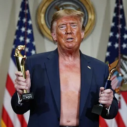 photograph of a bald shirtless Donald Trump, 35mm, Sony a7r, awarding winning