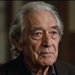film still, portrait of an old man, wrinkles, dignified look, grey silver hair, peculiar nose, wise, eternal wisdom and beauty, incredible lighting and camera work, depth of field, bokeh, screenshot from a hollywood movie