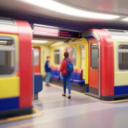 london metro, colorful, contrast, depth of field, 3 d scene, render, greg rutkowski, zabrocki, karlkka, jayison devadas, trending on artstation, 8 k, ultra wide angle, zenith view, pincushion lens effect