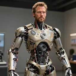 animatronic Chris Pratt, exposed mechanics, photo, Stan Winston studios, detailed, 4k