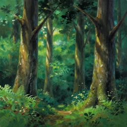 gouache matte painting!!! the woods, daytime, cinematic angle, studio ghibli, makoto shinkai, pixar painting, cinematic lighting, detailed oil painting, hyperrealistic, 8 k