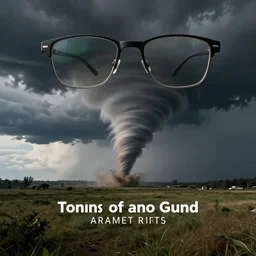 a tornado with glasses.