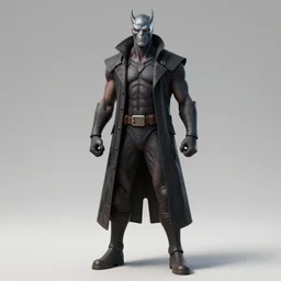 the hellboy, full figure character design from the movie directed by denis villeneuve and david cronenberg with art direction by bernie wrightson, tim white and tim hildebrandt, wide lens