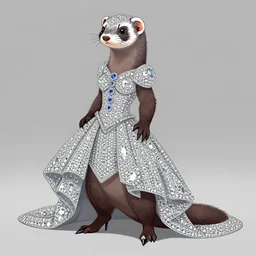 detailed illustration : ferret character : wearing diamonds : wearing a stravagant dress : wearing stiletto : head torso legs feet : behance character design