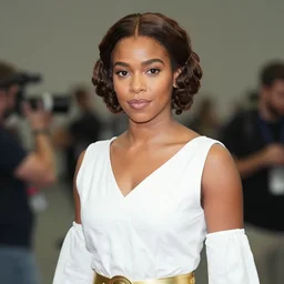 janelle monae cosplaying as princess leia, dragoncon, hires, flash photography, shallow depth of field