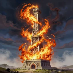 the one and only large base majestic upright magic tower, thunders, highly detailed background, fog on the ground, a dash of magic, vibrant color palette, trending on artstation, digital art, by salvador dali