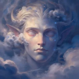 air elemental by ralph horsley, storm, face drawn in the clouds, highly detailed illustration, matte painting, rossdraws, maya, pixar, engine, vibrant colors