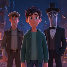 Lofi portrait at night Pixar style by Joe Fenton and Stanley Artgerm and Tom Bagshaw and Tim Burton