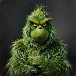 an ultra - realistic portrait painting of the grinch in the style of frank frazetta. 4 k. ultra - realistic. highly detailed. dark fantasy. epic lighting.