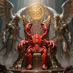 eyeless watcher, sigil of the empty throne, taunting arbormage, lobster suit, erebos's titan, temple altisaur, serra angel, by antoine wiertz and noah bradley, visually stunning, cinematic, ultra realistic, hyper realism, 1 2 k, epic, octane render, unreal engine, vfx, maya