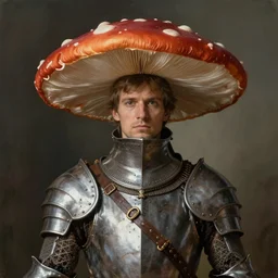 portrait of a mushroom knight, by nikolay makovsky.