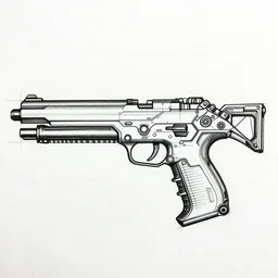 futuristic gun blueprint