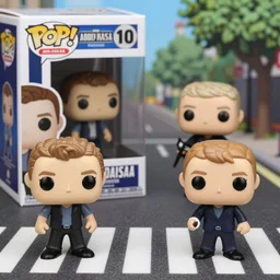 abbey road members as funko pop toys, 4 k, very detailed