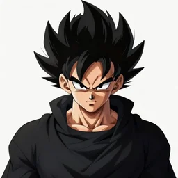 Demon boy with Vegeta hair, mazoku, VFX, digital art, vantablack cloak