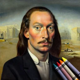 a salvador dali artwork using fluorescent crayons
