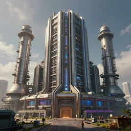 an epic 3 d render of a massive cyberpunk factory building, by beeple and fvckrender and visualdon, trending on instagram