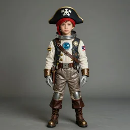 ( ( ( ( ( 2 0 5 0 s retro future 1 0 year old boy super scientest in space pirate mechanics costume full portrait. muted colors. ) ) ) ) ) by jean baptiste monge, rudolph belarski!!!!!!!!!!!!!!!!!!!!!!!!