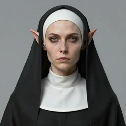 female bald half orc nun fantasy. realistic. High Fantasy. Symmetrical face. 4k. artstation.