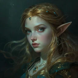 beautiful perfect face portrait of a seductive princess zelda dreaming in underwater murky light, wind blown hair! dark fantasy esoteric, closeup, d & d, fantasy, intricate, elegant, highly detailed, digital painting, artstation, concept art, matte, sharp focus, illustration, art by artgerm and tom bagshaw and greg rutkowski and alphonse mucha