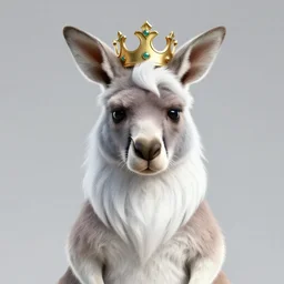 Highly detailed portrait of kangaroo with white hair and beard wearing a crown, adventure game, D&D, fantasy art by joseph karl stieler, global illumination, radiant light, detailed and intricate environment