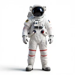 masked astronaut in spacesuit, detailed 3d character render, full body, standing, isolated on a pure white background, centered, whole figure in frame, sharp focus, studio lighting